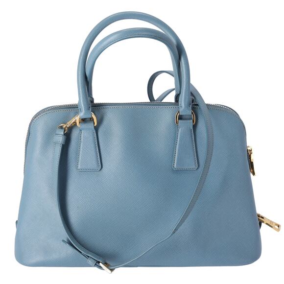 PRADA Promenade Handbag 1BA837 Light Blue Saffiano Lux Leather - Picture 3 of 8